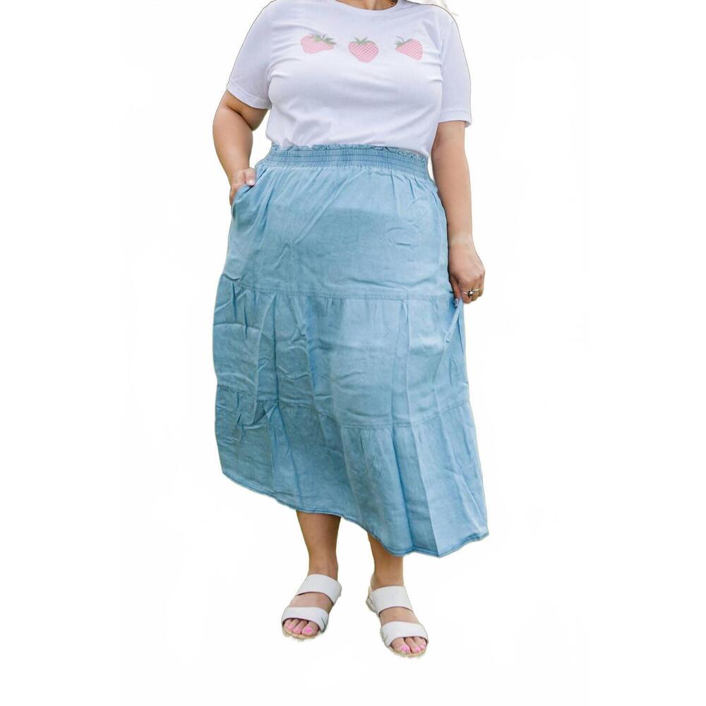 NEW POLYGRAM annika maxi skirt in blue